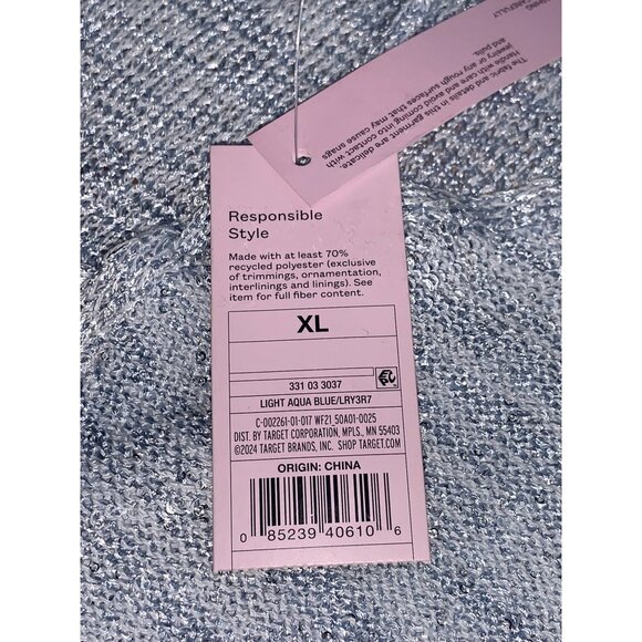 Wild Fable Womens Light Blue Halter Sequin Knit Backless Cropped Top Size XL - Picture 8 of 10